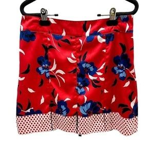 IZOD Women Golf silky satin Red Floral Mini Skirt/Short